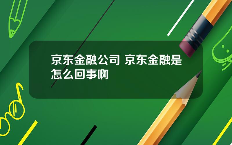 京东金融公司 京东金融是怎么回事啊